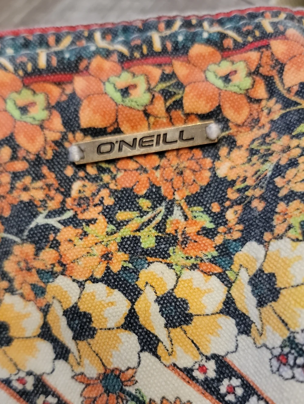 O'Neill Floral Canvas Tote Bag in Yellow & Cream